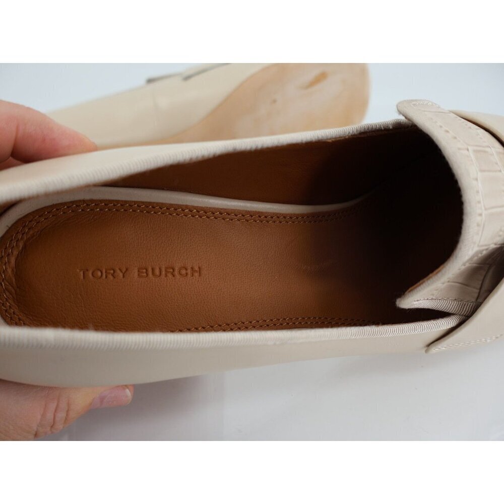 Tory Burch Everly 55mm Women 11 Loafers Cream Embossed Croc Leather Block Heel - Picture 13 of 15